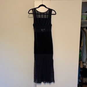 Free People Navy Velvet Backless Dress